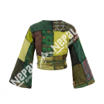 Green Patchwork Wrap Tops – Handmade in Nepal | Boho Style Top