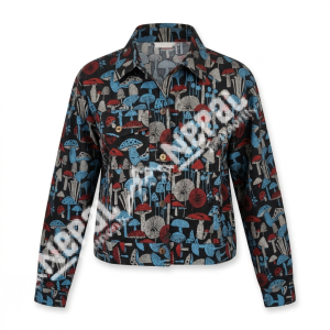 Mushroom Print Boho Cotton Shirt- Handmade in Nepal