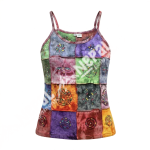 Printed Patchwork Cotton Tank Top – Handmade in Nepal | Boho Top