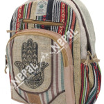 Handmade Hemp Backpack – Hamsa Print | Eco-Friendly Bag from Nepal