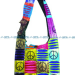 Peace Symbol Razer-cut Shoulder Bag– Handmade in Nepal | Boho Bag