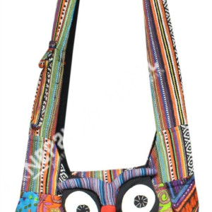 Owl Patchwork Crossbody Bag – Handmade in Nepal | Boho Bag
