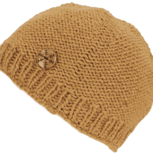 Hand-Knitted Beanie with Button – Handmade in Nepal | Warm Winter Beanie