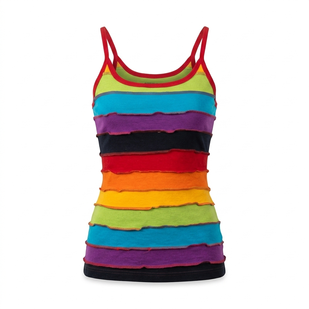 Rainbow Striped Women's Cotton Tank Top