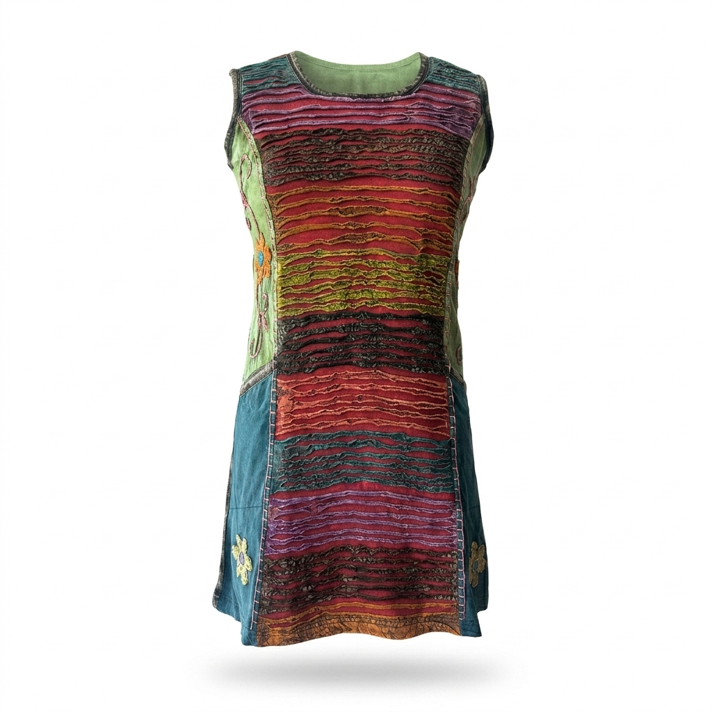 stonewashed razor cut dress