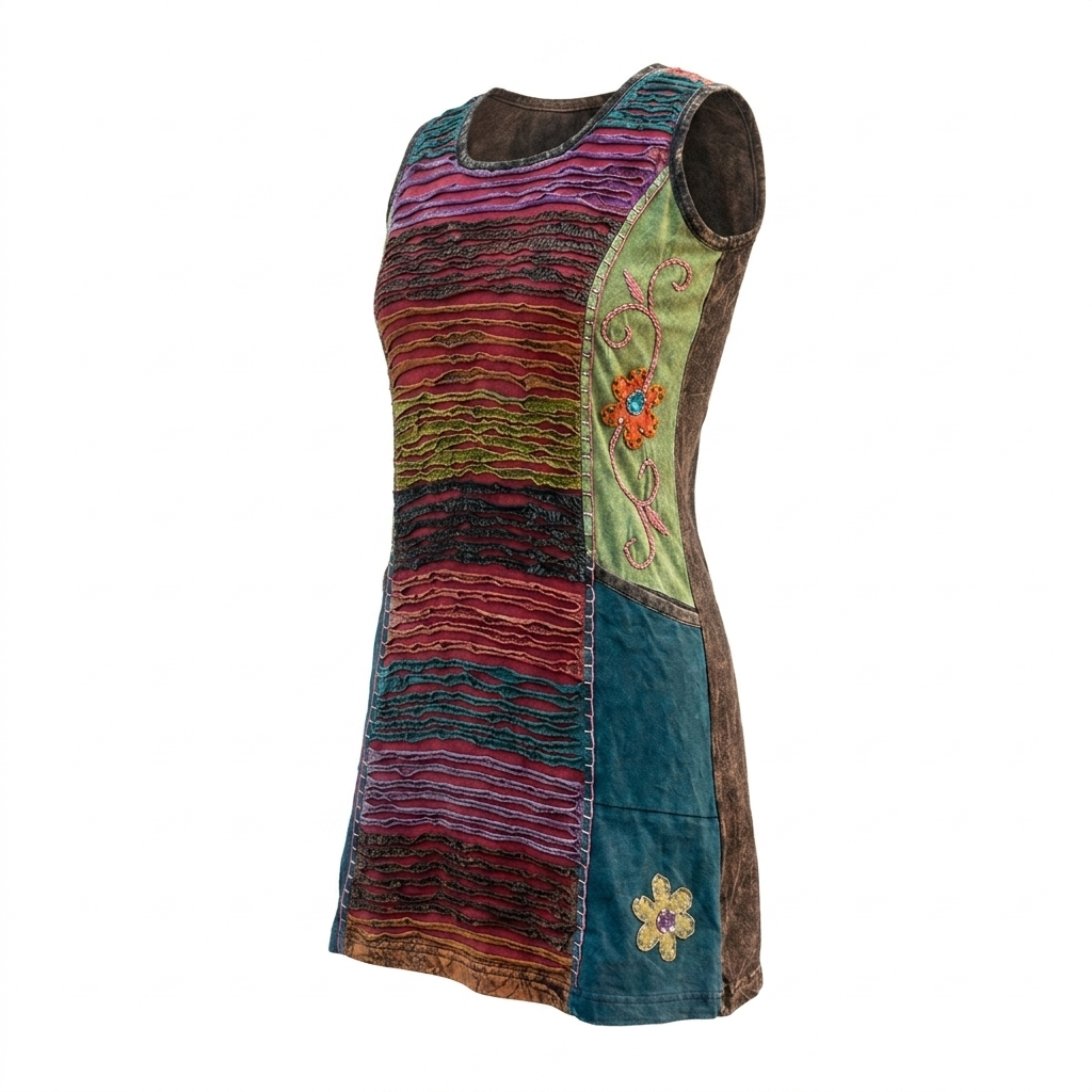 stonewashed razor cut dress