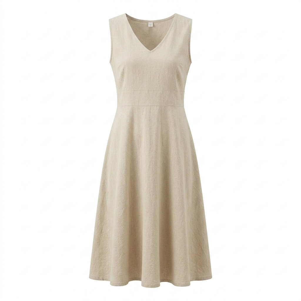Sleeveless White Cotton Dress