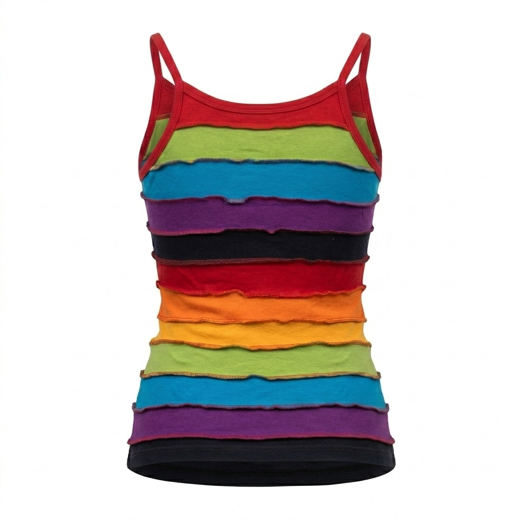 Rainbow Striped Women's Cotton Tank Top