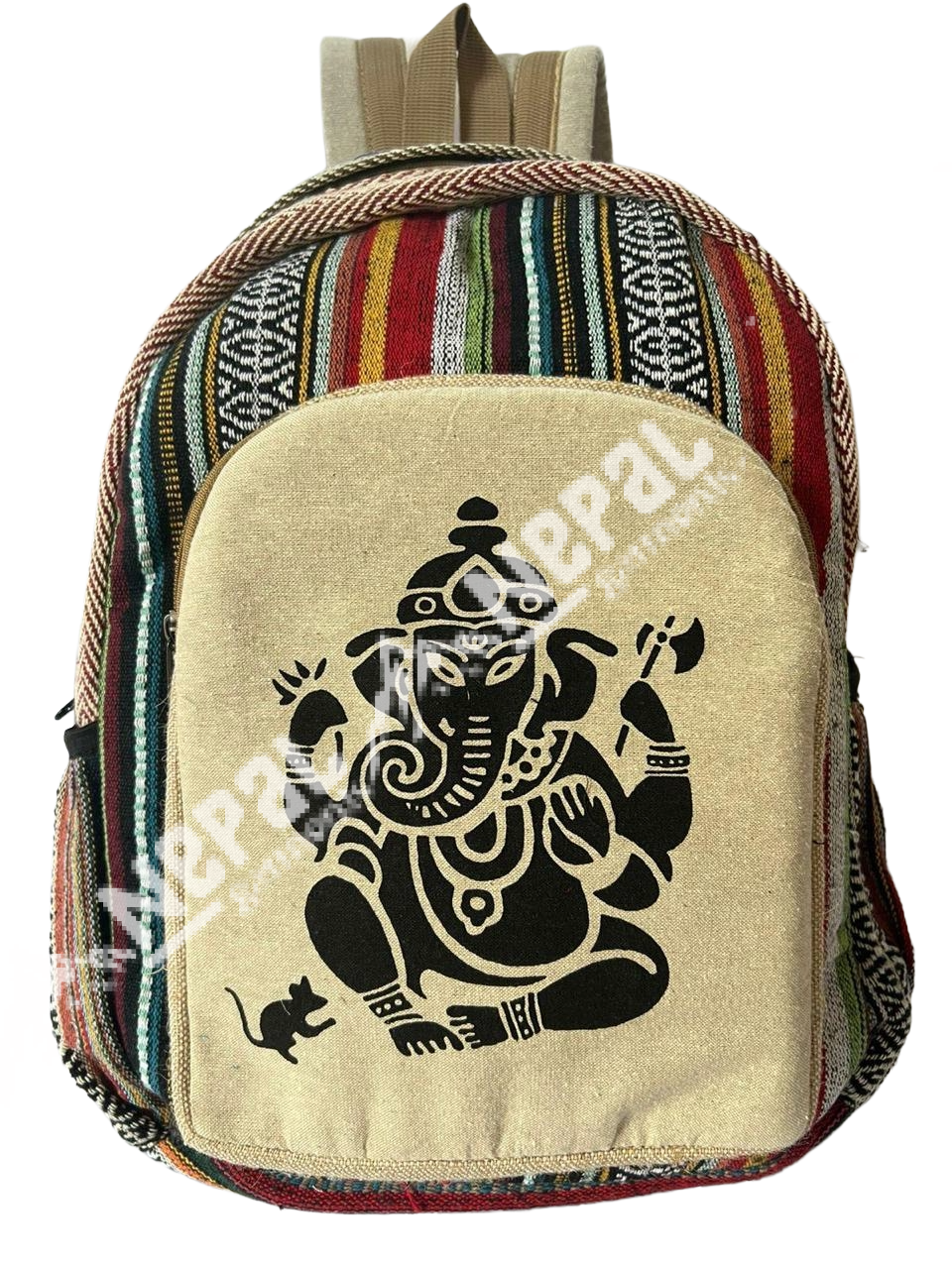 Ganesh Print Hemp Backpack