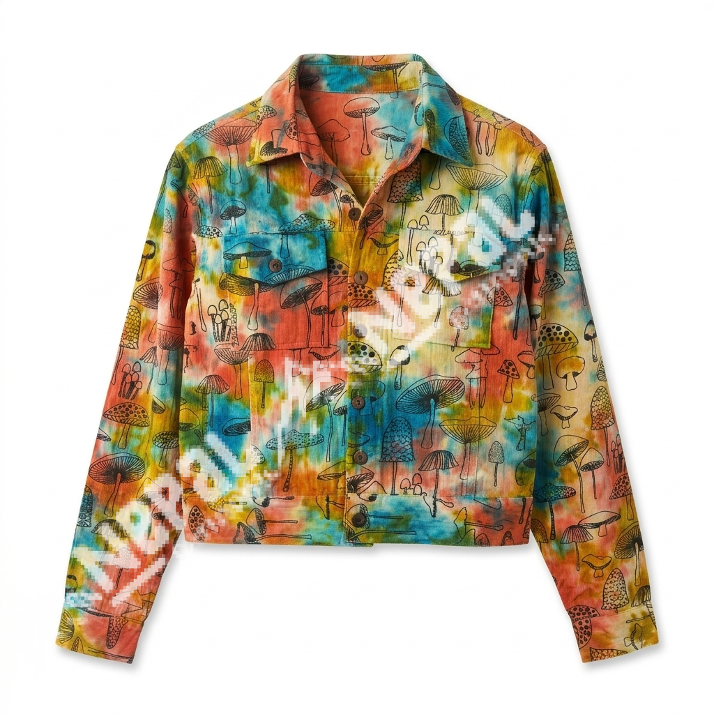 Mushroom Print Tie-Dye Jacket