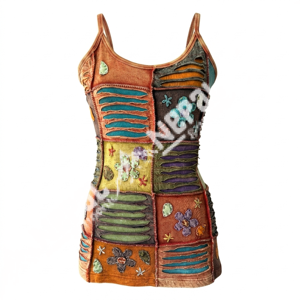 Hand Embroidered With Patchwork Tanktop