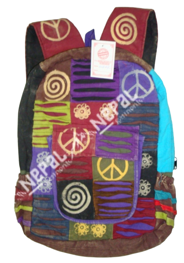 Hand Embroidery And Razor Cut Cotton Backpack Bag